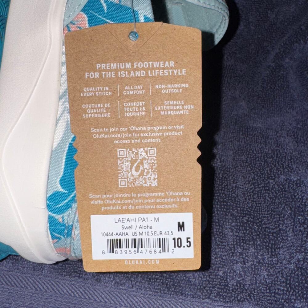 OluKai Lae'Ahi Pa'i Mens Size 10.5 Shoes Swell/Aloha Blue Floral Slip On Sneaker - Picture 5 of 11